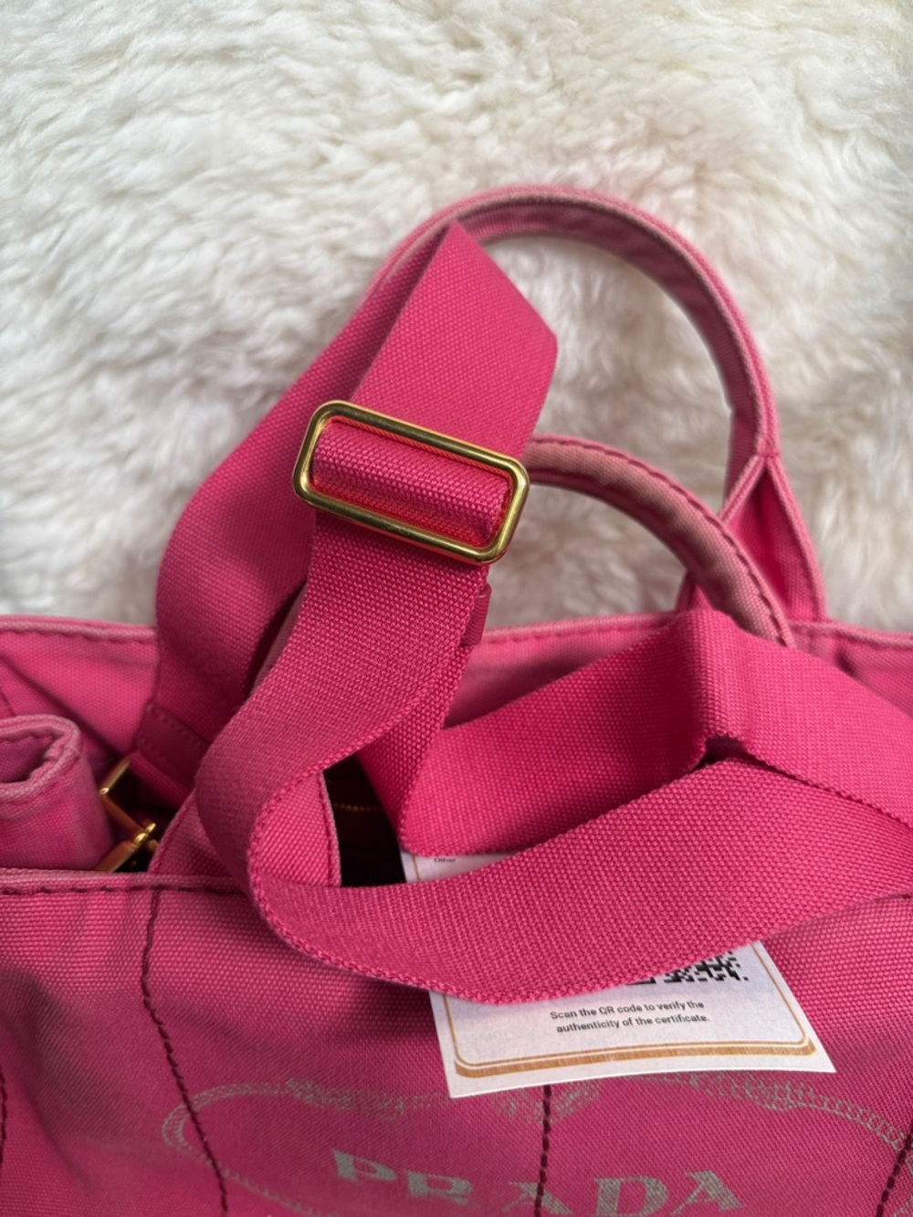 Prada Hot Pink Canapa Canvas Tote with crossbody strap - Picture 8 of 11